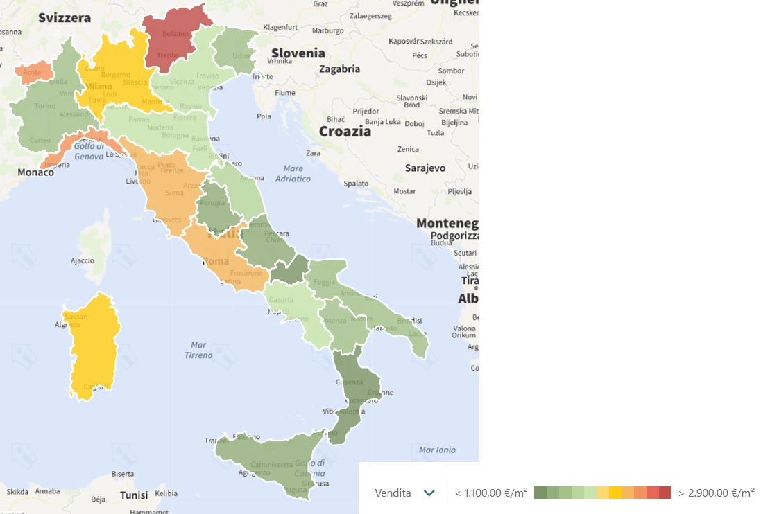 Mappa prezzi immobili Italia